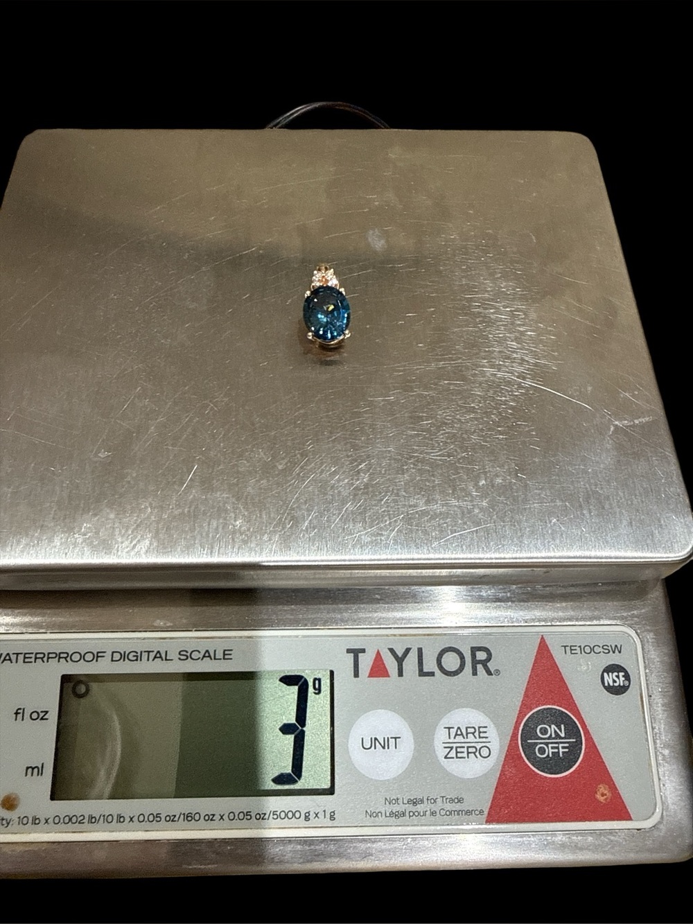 14K Gold London Blue Topaz Pendant Necklace Fine Jewelry Oval Diamond Accent - Picture 9 of 10